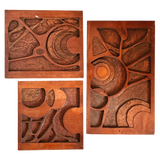 Vintage 3 Piece Carved Wood Wall Hanging
