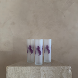 Frosted Glass Tumblers with Pink Rearing Unicorns – Set of 4