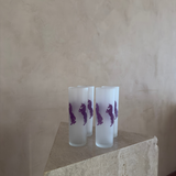 Frosted Glass Tumblers with Pink Rearing Unicorns – Set of 4