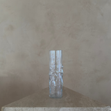 Figural Relief Clear Glass Vase