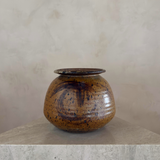Rustic Amber Glazed Ceramic Jar