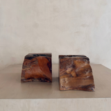 Freeform Carved Wood Bookends