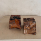 Freeform Carved Wood Bookends