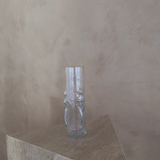 Figural Relief Clear Glass Vase
