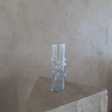 Figural Relief Clear Glass Vase