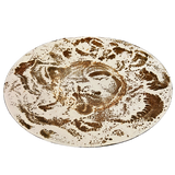 Swirled Cream and Brown Enameled Large Platter