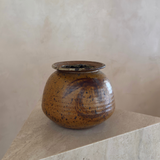 Rustic Amber Glazed Ceramic Jar