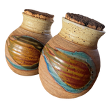 Set of Four Cork Lidded Studio Pottery Canisters