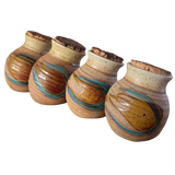 Set of Four Cork Lidded Studio Pottery Canisters
