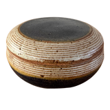 Lidded Studio Pottery Dish with Navy Accent