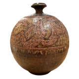 Engraved Earth Tone Ceramic Vase