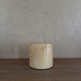 Ivory Drum Side Table on wheels