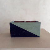 Vintage Two-Tone Geometric Wood Storage Box