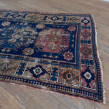 Antique Indigo & Rose Geometric Persian Rug