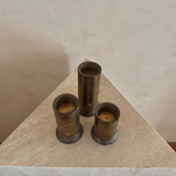 Trio of Vintage Graduated Brass Cylinder Candle Holders