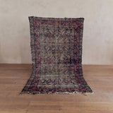 Antique Persian Faded Wine Medallion Rug