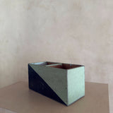 Vintage Two-Tone Geometric Wood Storage Box