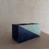 Vintage Two-Tone Geometric Wood Storage Box
