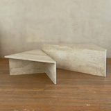 Sculptural Geometric Travertine Coffee Table