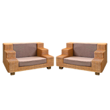 Pair of Tiered Wicker Lounge Chairs