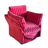 Italian Red Striped Velvet Accent Chair