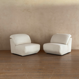 Pair of Postmodern Textured Cream Rope Knit Lounge Chairs