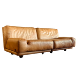 Vintage Italian Leather Two Piece Loveseat