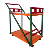 Italian Postmodern Bar Cart in Paprika and Racing Green