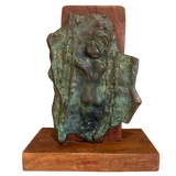 Patinated Bronze Female Relief on Wood