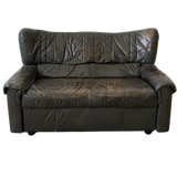 High Back Espresso Leather Sofa