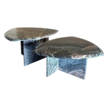 Pair of Vintage Triangular Textured Marble End Tables