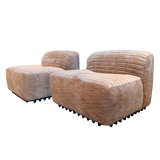 Pair of Champagne Velvet Slipper Chairs by Titina Ammannati and Gianpiero Vitelli for Brunati Italia