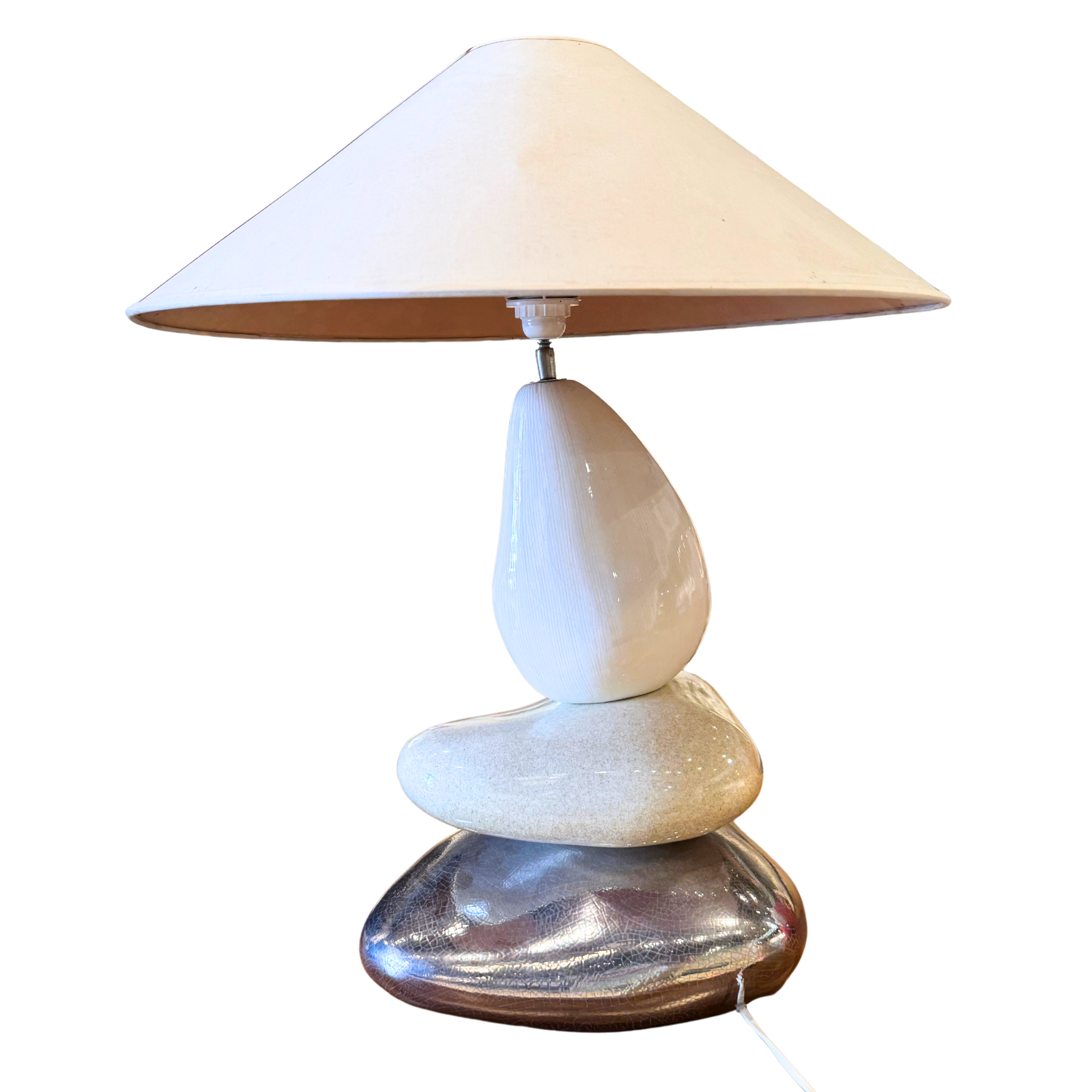 Vintage Multi Texture Pebble Table Lamp by Francois Chatain