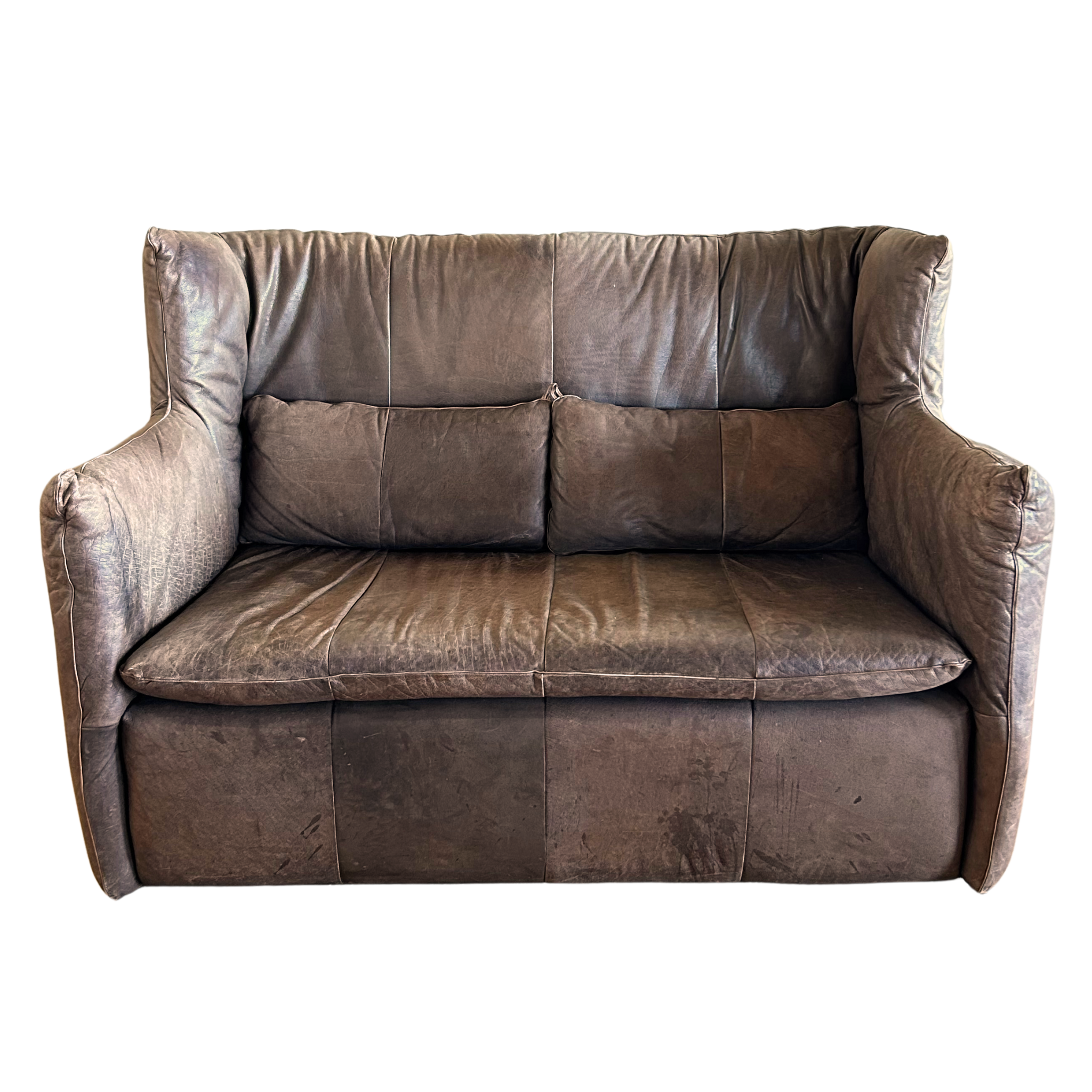 Vintage Chocolate Leather High Back De Sede Loveseat