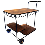 Mid Century Iron and Walnut Bar Cart