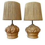 Pair of Vintage French Carved Stone Table Lamps