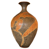 Russet Glazed Studio Ceramic Vase with Flared Neck