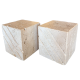Fratelli Manelli Carved Travertine Bookends