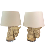 Pair of Carved Plaster Horse Head Lamps