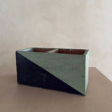 Vintage Two-Tone Geometric Wood Storage Box