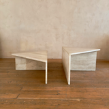 Sculptural Geometric Travertine Coffee Table