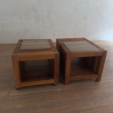 Pair of Mixed Wood Parquetry Cube Side Tables
