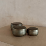 Brass Lidded Cannister Trio