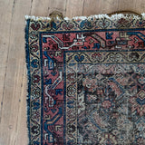 Antique Persian Faded Wine Medallion Rug