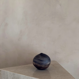 Vintage Smoke-Fired Ceramic Orb Bud Vase