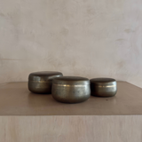 Brass Lidded Cannister Trio