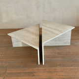 Sculptural Geometric Travertine Coffee Table