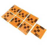 Set of 7 Checkered Wood Coasters