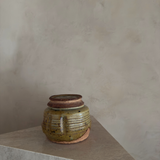 Ribbed Earthenware Lidded Vessel