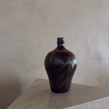Studio Pottery Bottle Vase with Ochre Brushwork